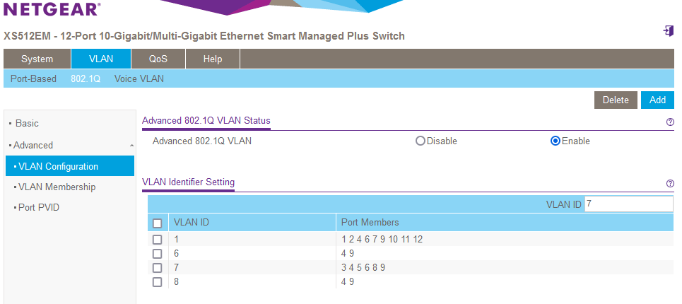 Netgear config add vlans